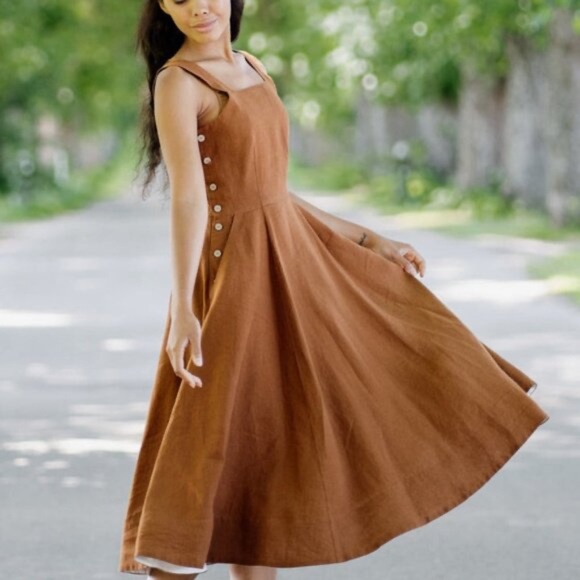 Son de Flor Dresses & Skirts - Son de Flor Pinafore Dress - Like New Warm Brown